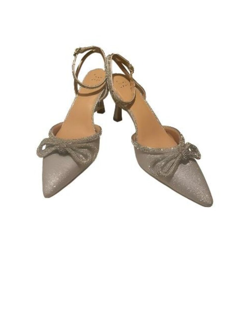 Elegant Silver and Rhinestone Pointy Toe Heels